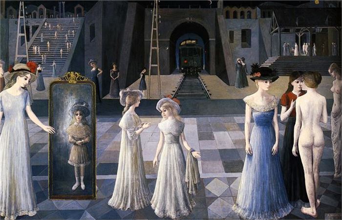 Paul Delvaux, The Tunnel, 1978, oil on canvas, unknown collection
